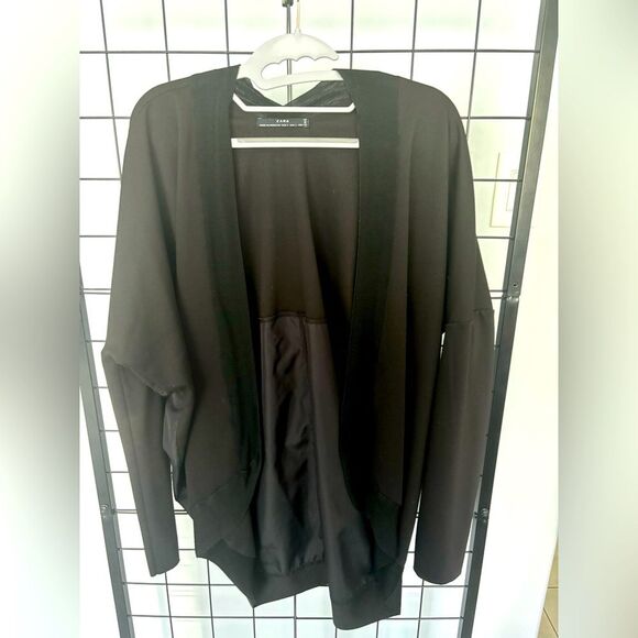 Zara Black Open Front Cocoon Cardigan EUC - Picture 1 of 7